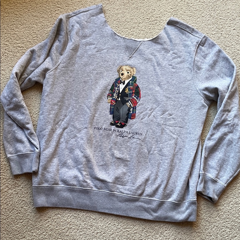 Polo by Ralph Lauren Gray Polo Bear Graphic Sweatshirt